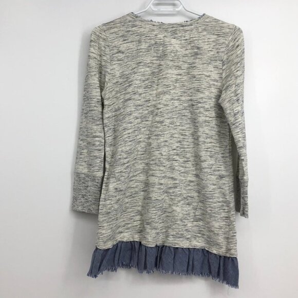 Anthropologie  Saturday Sunday Elora heathered grey 3/4 sleeve w/ruffle blue hem - Picture 5 of 15